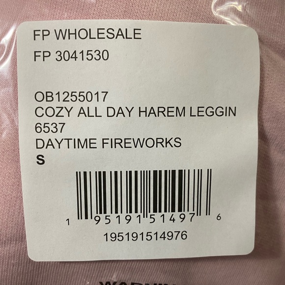 Free People NWT Cozy All Day Harem Leggings Joggers Drawstring Pink Small New - Picture 7 of 11